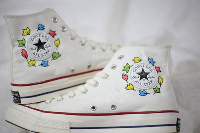 Colorful Leaves Converse Embroidery