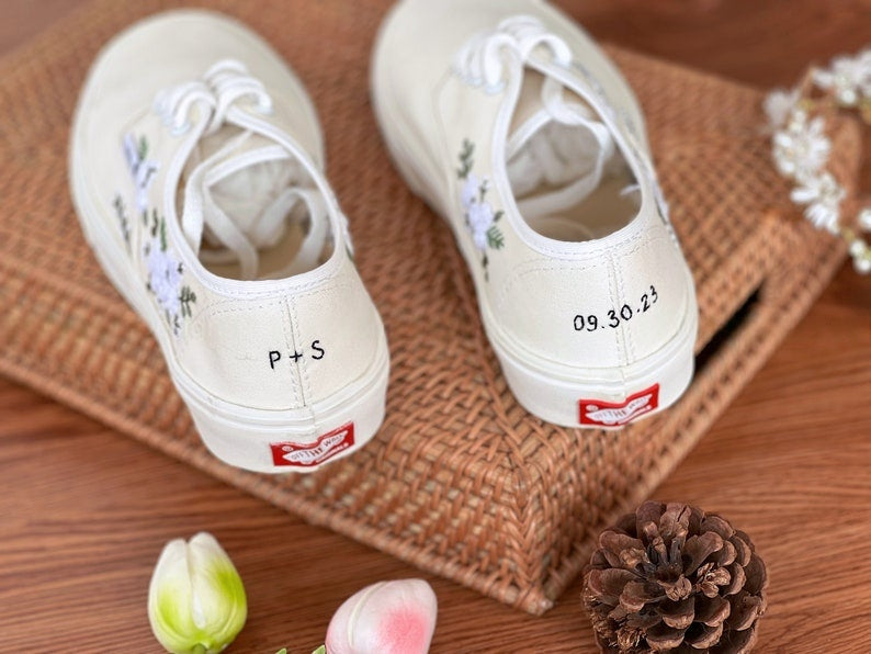 White Rose Wedding Converse Embroidery