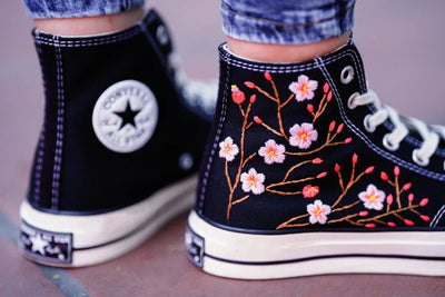 Cherry Blossom Branch Converse Embroidery