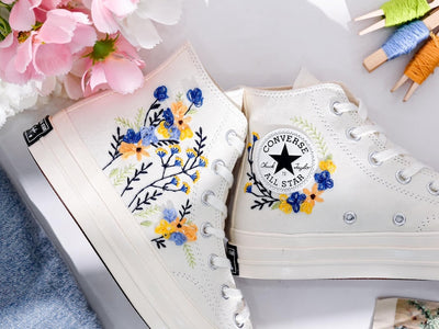 Wildflowers Embroidered Converse Shoes