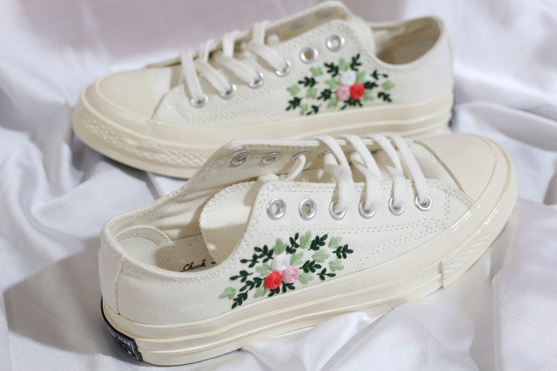 Rose Sprig Converse Embroidery
