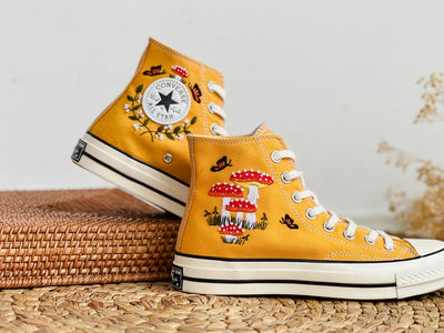 Mushroom and Butterfly Converse Embroidery