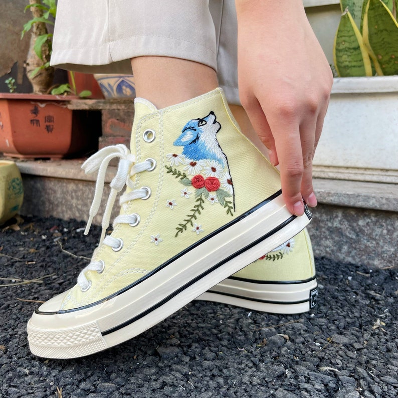 Wolf & Red Rose Converse Embroidery