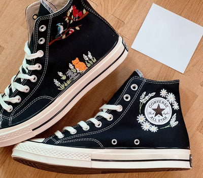Cats and Birds Converse Embroidery