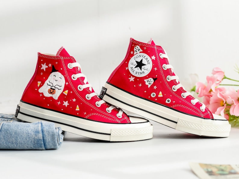 Ghost Embroidered Converse Shoes