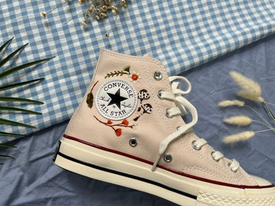 Orange Wildflowers Converse Embroidery