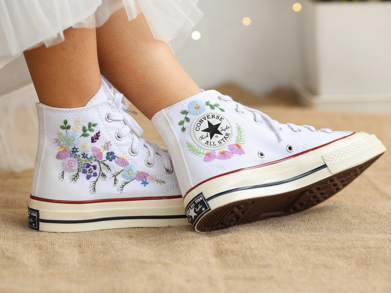 Pastel Wildflower Converse Embroidery