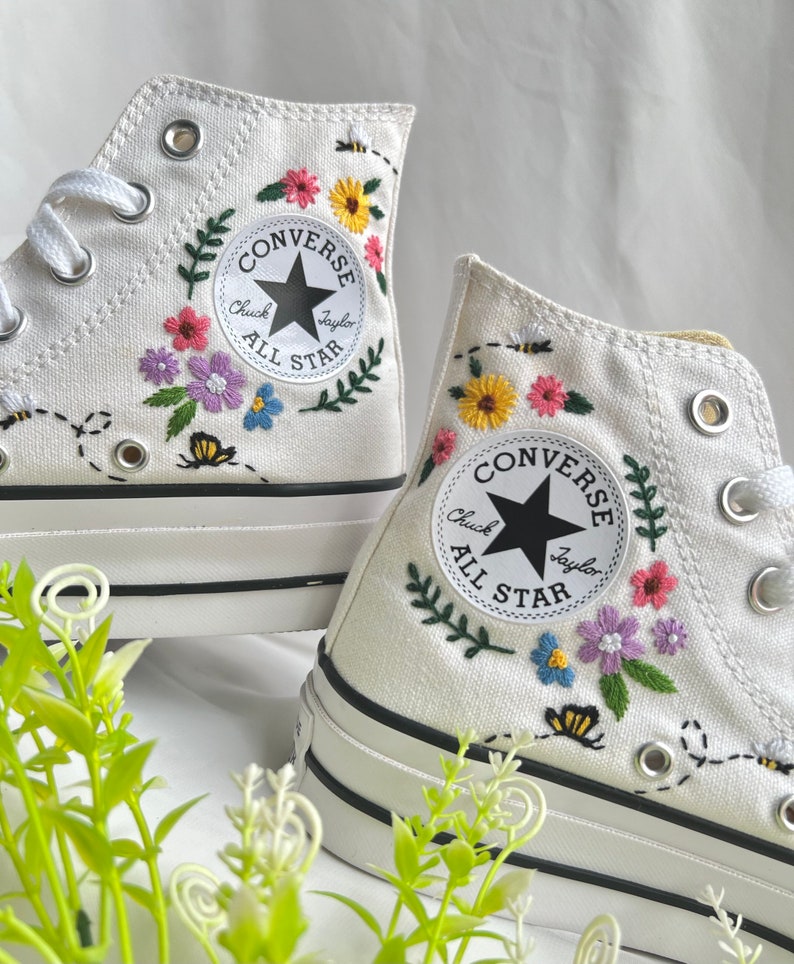 Mountain Wildflowers & Ladybugs Converse Embroidery