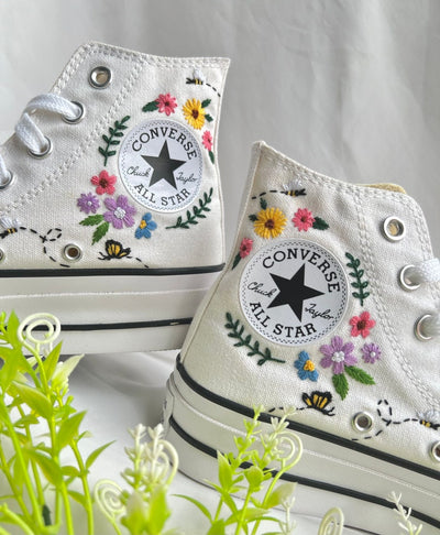 Mountain Wildflowers & Ladybugs Converse Embroidery