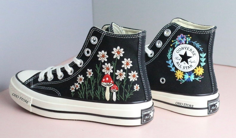 Mushroom Embroidered Sneakers