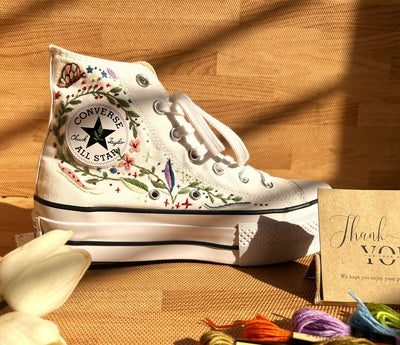 Sea Shells and Flowers Converse Embroidery
