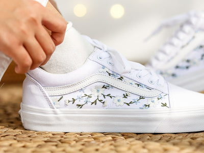Blue Daisy Vine Converse Embroidery