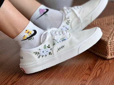 White Rose Vine Converse Embroidery