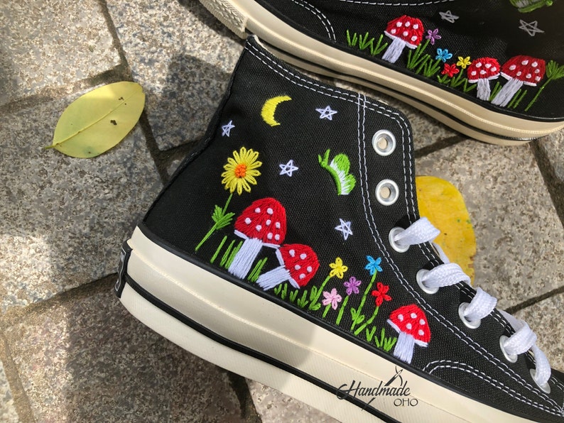 Mushroom, Star and Moons Embroidered shoes