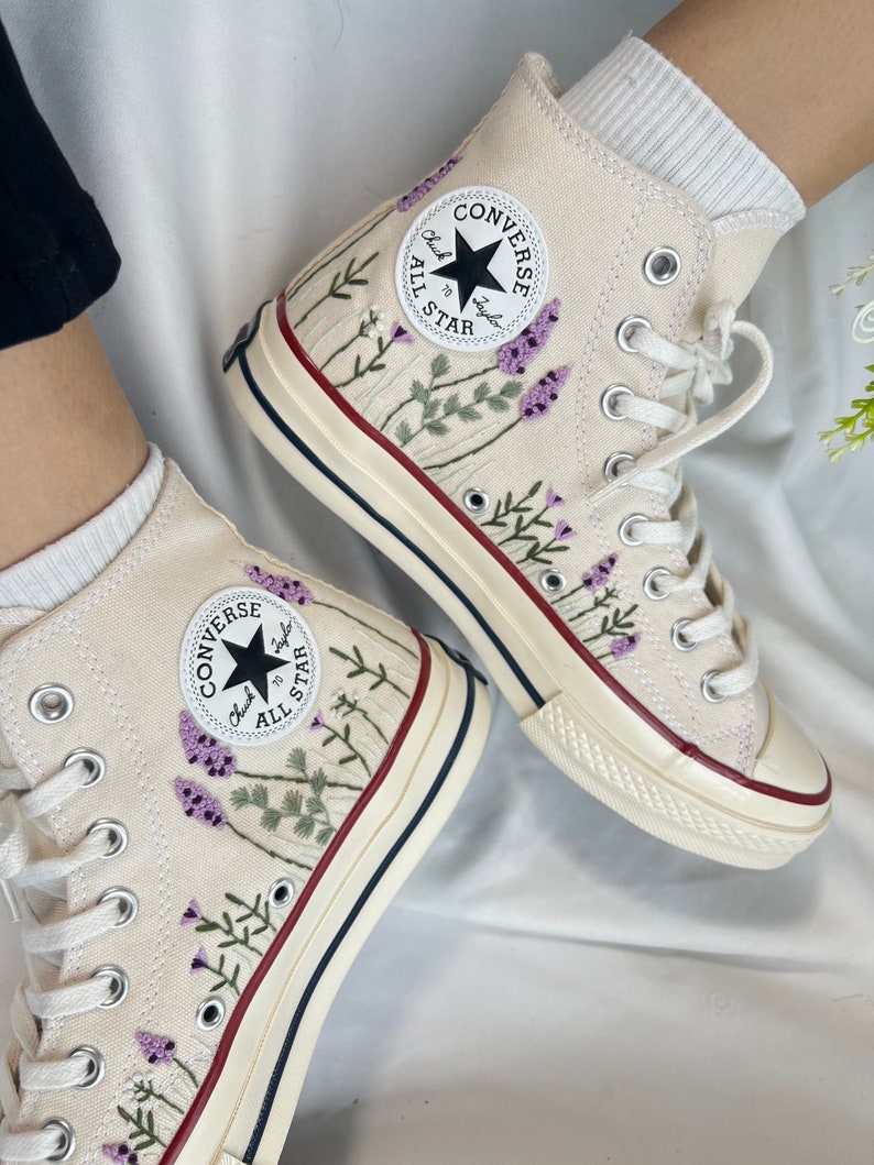 Lavender Embroidered High Tops