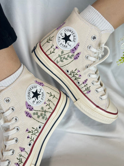 Lavender Embroidered High Tops