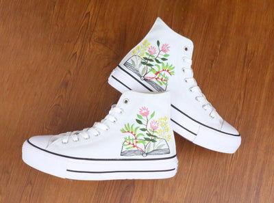 Floral Book Converse Embroidery