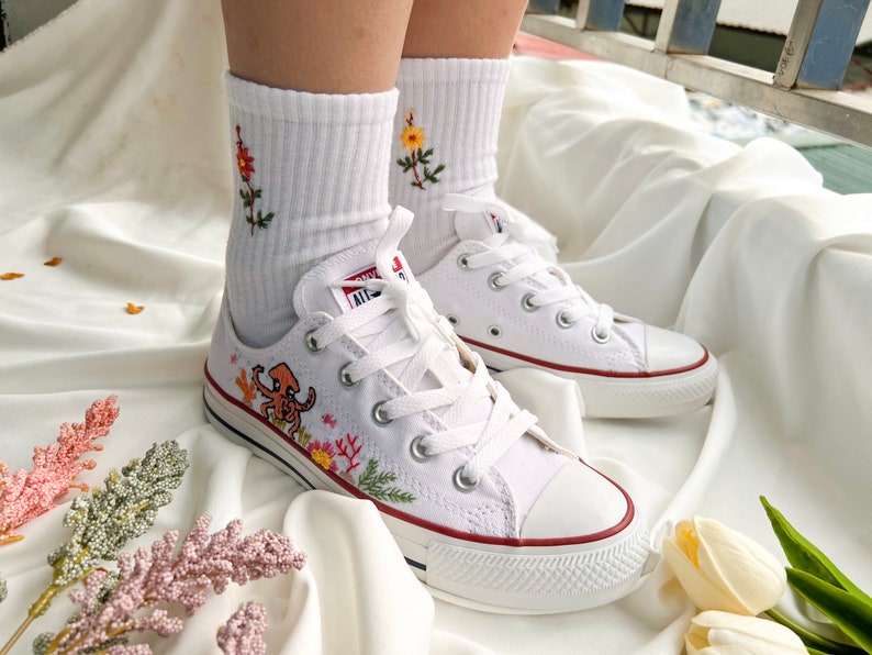 Mermaid and Squid Converse Embroidery