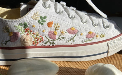 Pastel Cosmos Meadow Converse Embroidery