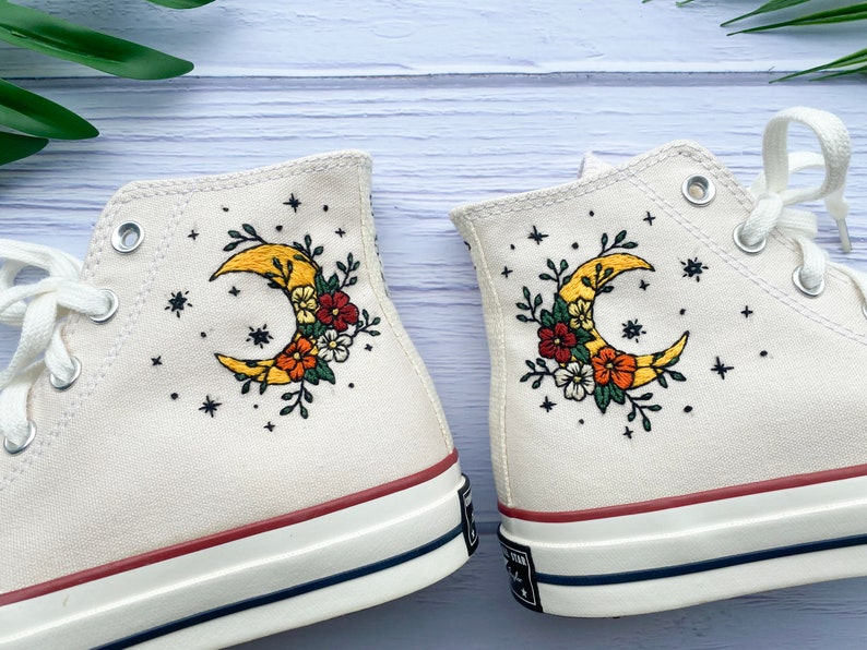 Moon and Flower Converse Embroidery