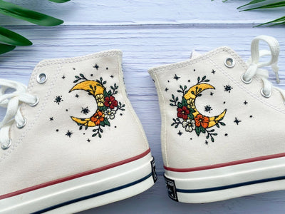 Moon and Flower Converse Embroidery