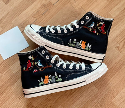 Cats and Birds Converse Embroidery