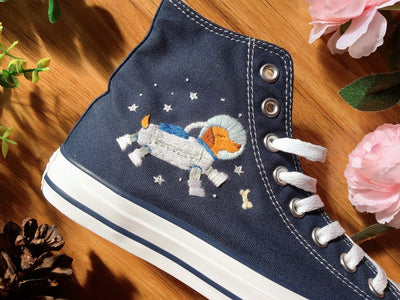 Astronaut Dog and Planet Converse Embroidery