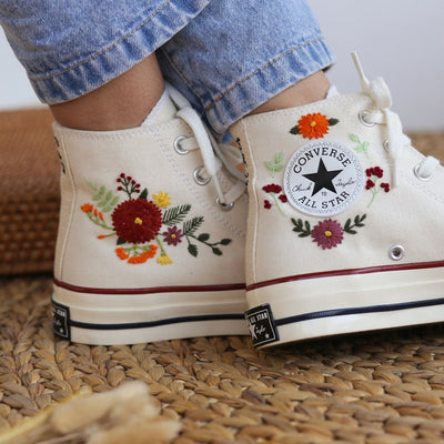 Autumn Chrysanthemum Bouquet Converse Embroidery