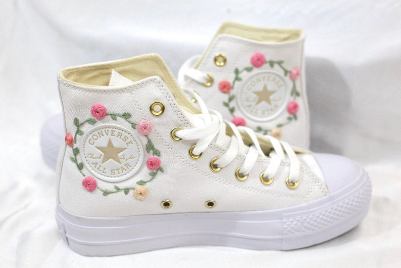 Rose Bouquet Converse Embroidery