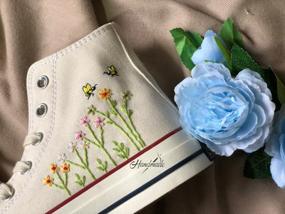 Butterfly Daisy Wreath Converse Embroidery