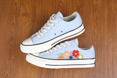 Colorful Floral Converse Embroidery