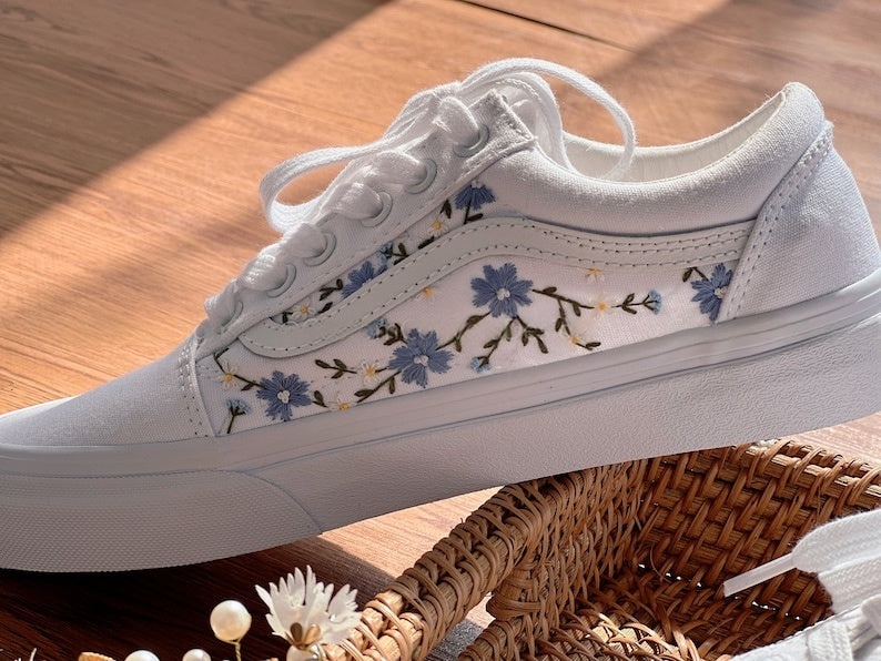 Blue Wildflowers Converse Embroidery