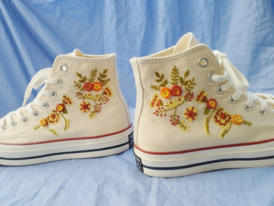 Yellow & Orange Wildflowers Converse Embroidery