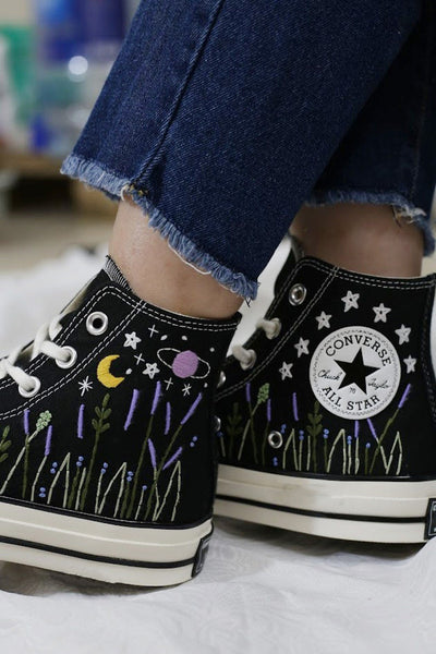 Lavender Night Converse Embroidery