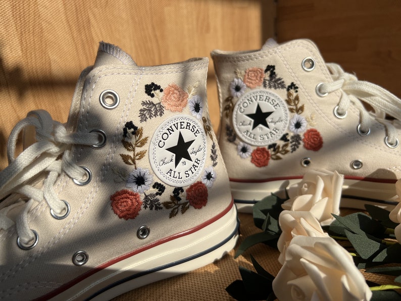 Autumn Wildflower Bouquet Converse Embroidery
