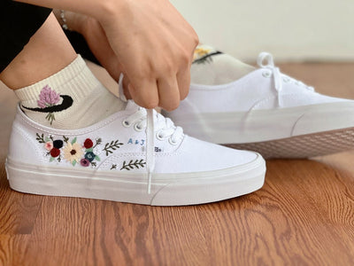 Anemone Rose Wedding Converse Embroidery