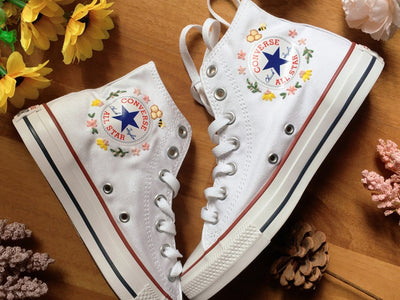 Bee and Flowers Converse Embroidery
