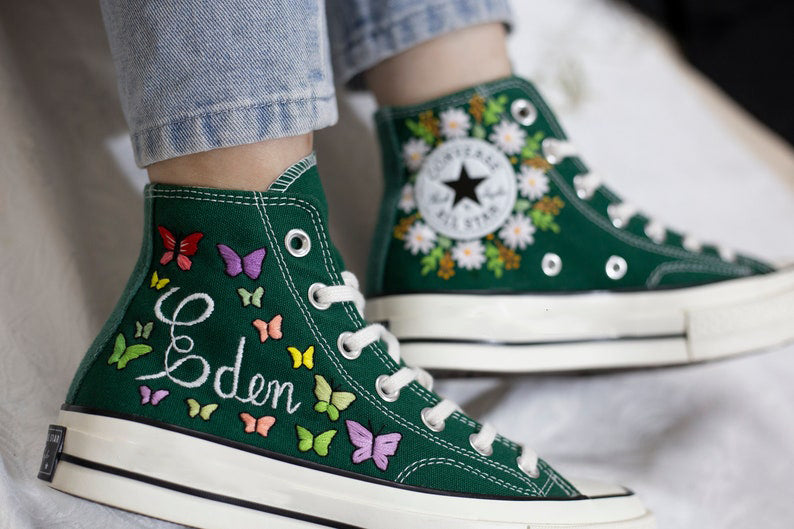 Butterfly Meadow Converse Embroidery