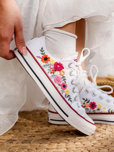 Bridal Flower Embroidered Converse Low Top