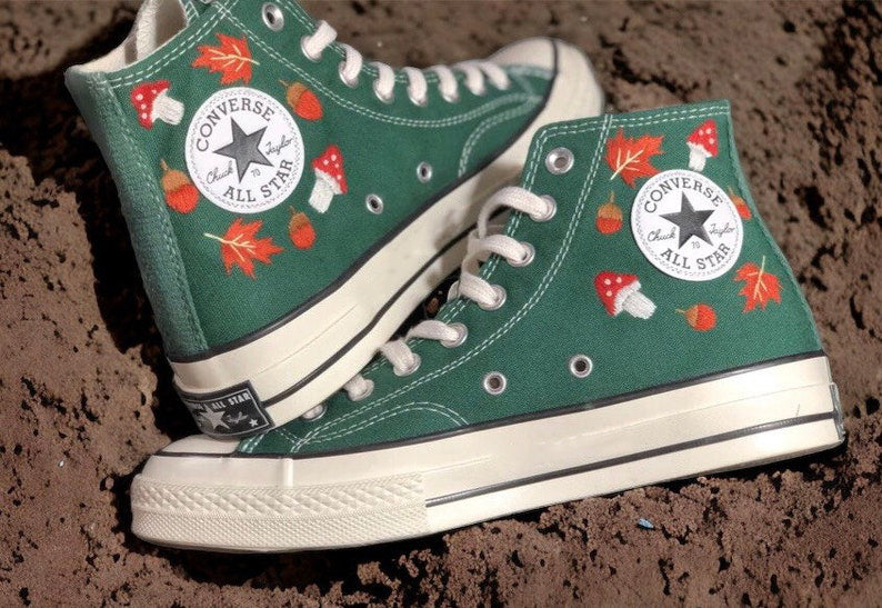 Squirrel Mushroom Converse Embroidery