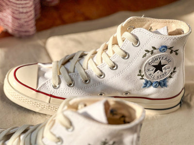 Blue Rose Bouquet Converse Embroidery