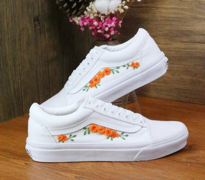 Orange Rose Vine Converse Embroidery