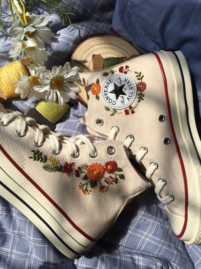 Autumn Flower Converse Embroidery