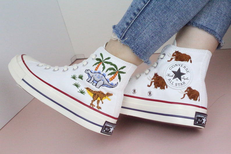 Dinosaur Mammoth Converse Embroidery