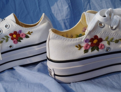 Custom Converse Platform Flower Embroidery