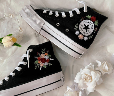 Dog & Floral Converse Embroidery