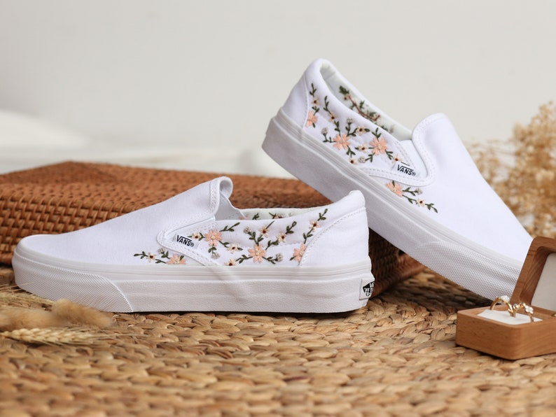 Peach Blossom Converse Embroidery