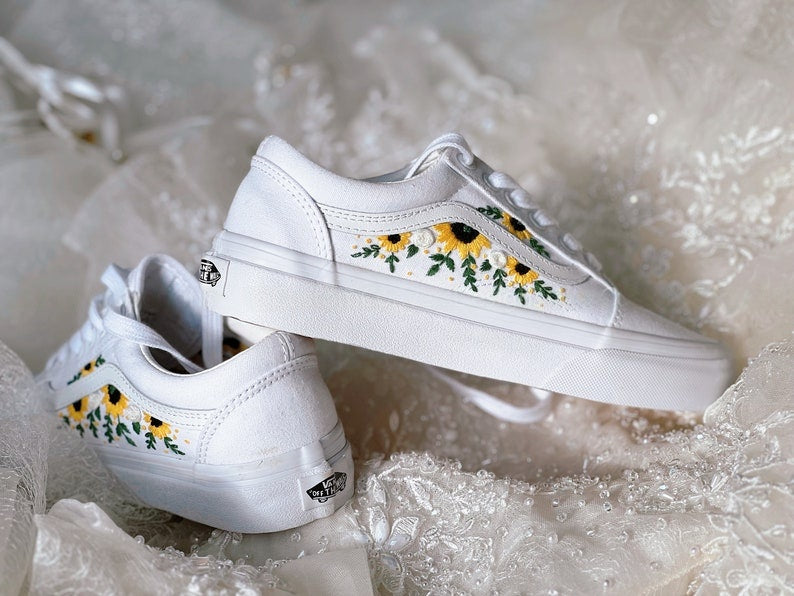 Sunflower Cascade Converse Embroidery