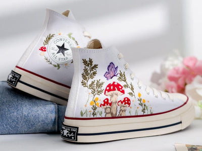 Mushrooms Embroidered Converse Shoes