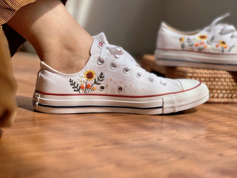Sunflower Garden Converse Embroidery